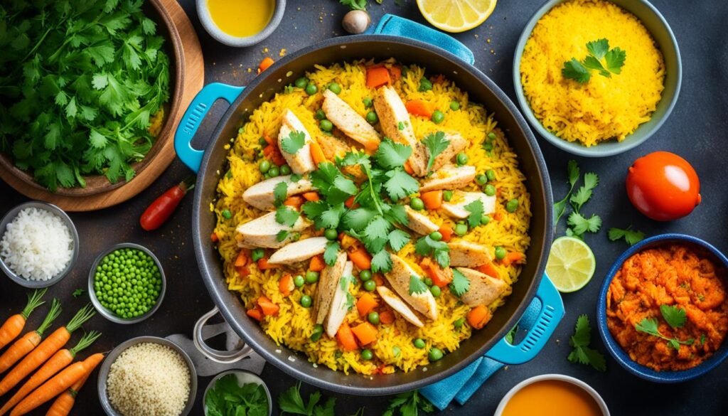 Arroz con pollo colombiano preparado